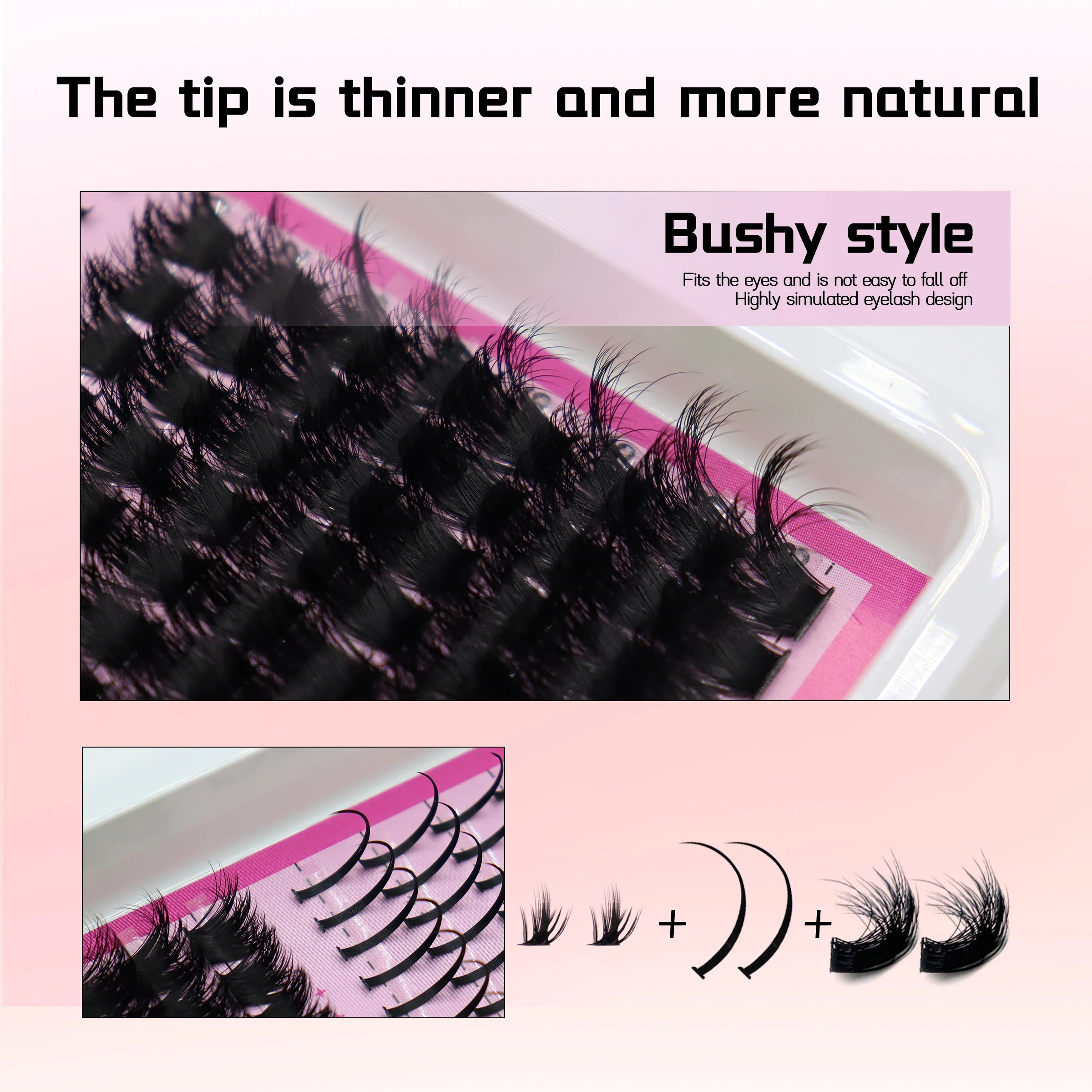 Eyelash Extension Full Set - HBZGTLAD ชุดขนตาปลอมแบบ DIY 14 แถว ขนาด