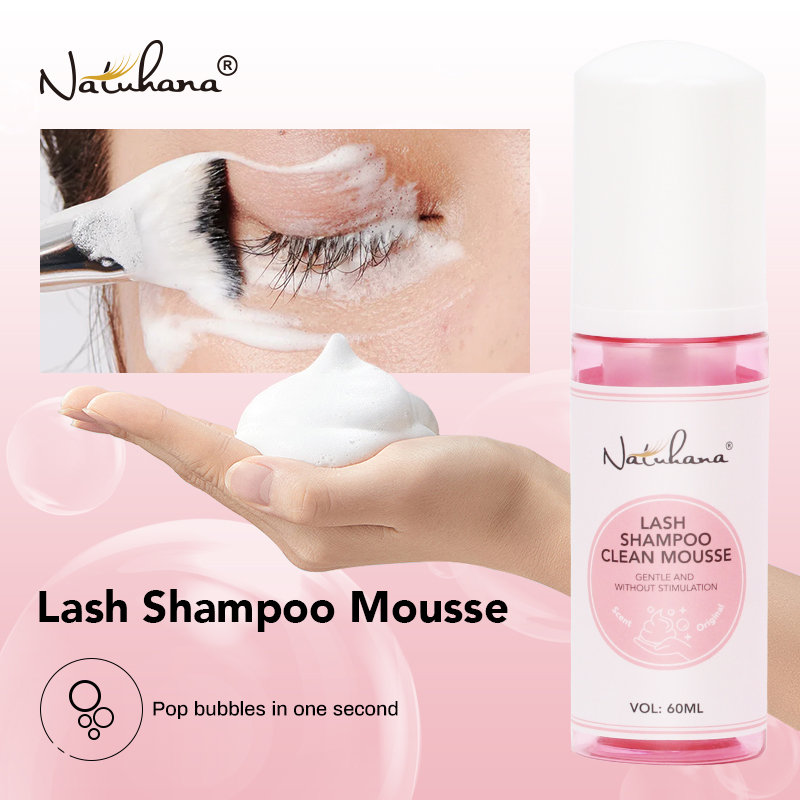 Eyelash Extension No 9 - NATUAHANA 60ml แชมพูทำความสะอาดขนตา สูตรอ่อนโยน สำหรับต่อขนตา ล้างเครื่องสำอางแบบไม่ทำให้ตาฉุน