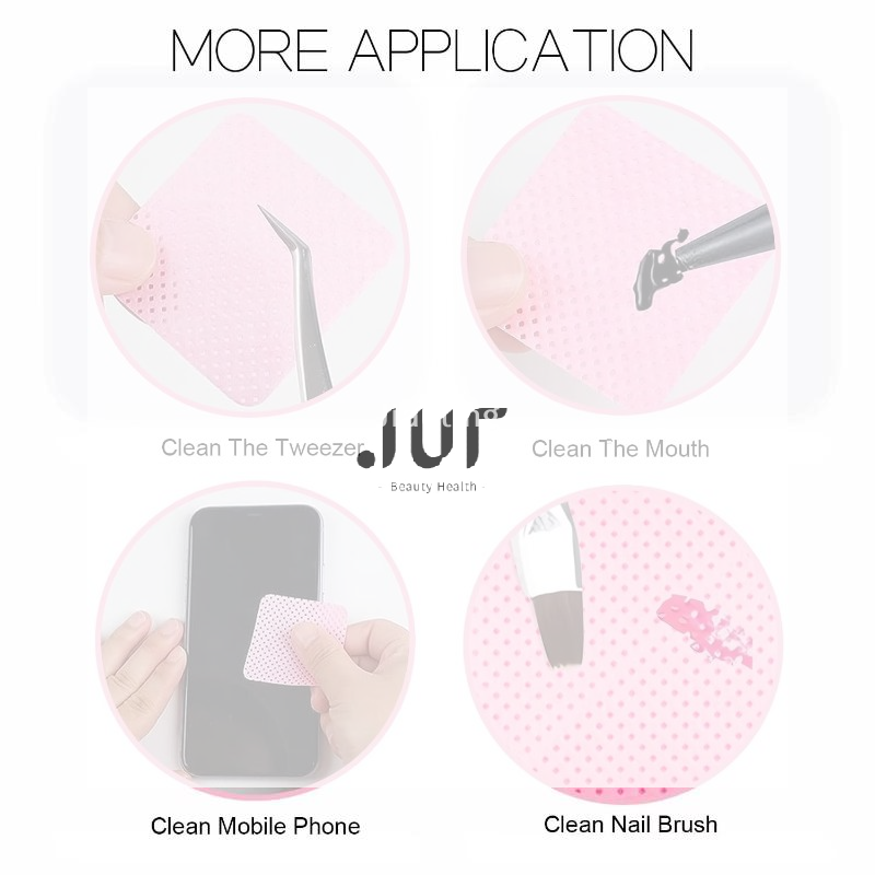 Eyelash Extension Glue - ผ้าเช็ดทำความสะอาดเล็บแบบไม่มีขุยสำหรับมืออาชีพ ผ้าเช็ดกาวต่อขนตา ผ้าเช็ดล้างยาทาเล็บ สำหรับใช้ในร้านเสริมสวย 200 ชิ้น