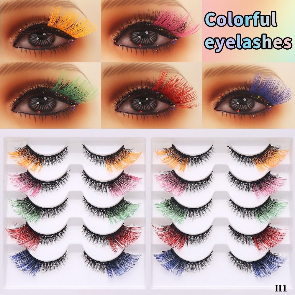 Eyelash Extension Cat Eye Wispy - ขนตาปลอม 3D สีมิงค์ 10 คู่ ขนตาอะนิเมะนุ่มฟู