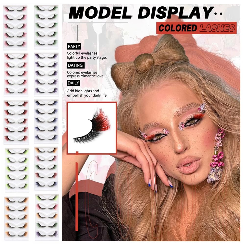 Eyelash Extension Cat Eye Wispy - ขนตาปลอม 3D สีมิงค์สไตล์อนิเมะ ขนตาฟูนุ่มแบบตาแมว น้ำหนักเบา ต่อขนตาแบบขนตาปลอมมิงค์