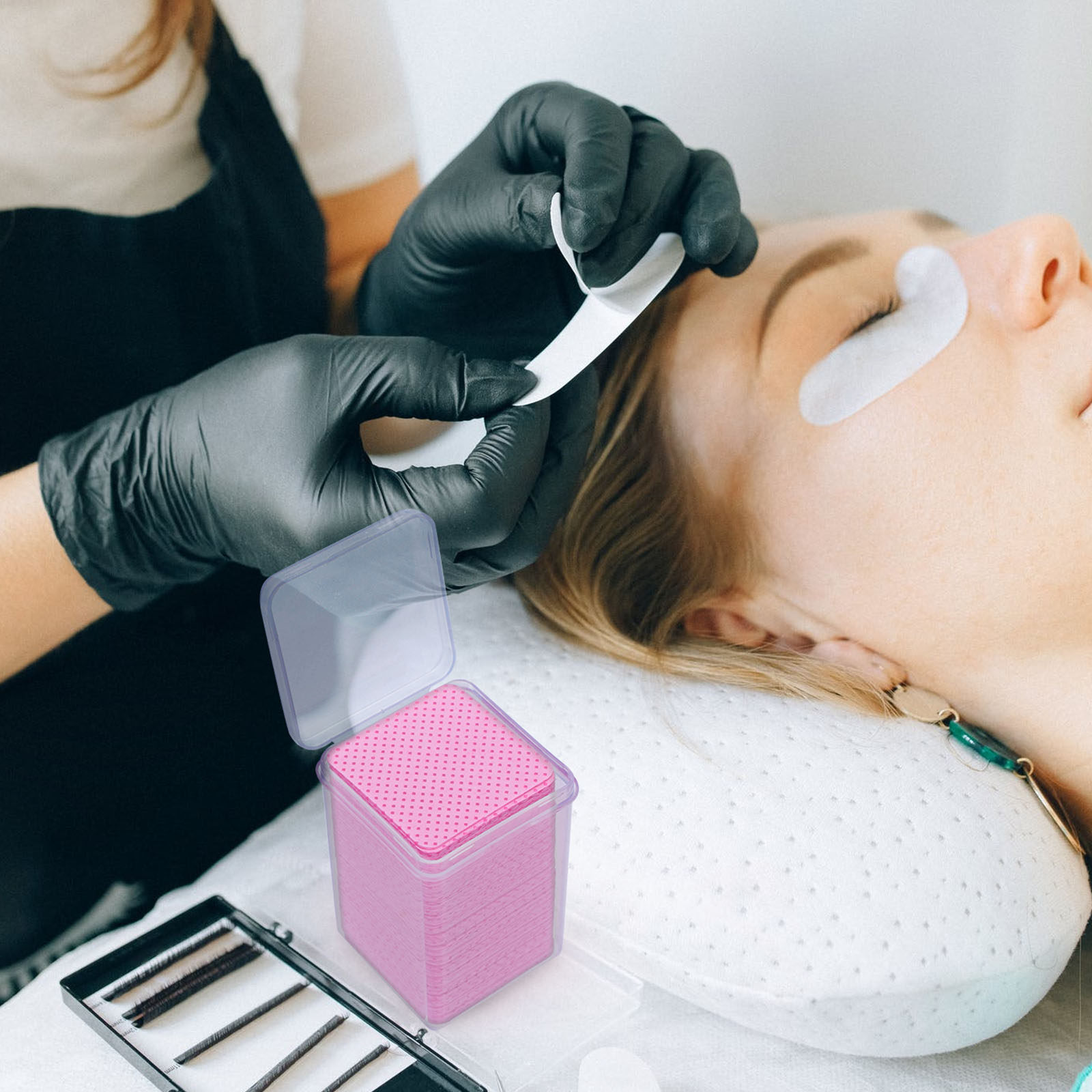 Eyelash Extension Glue - ผ้าเช็ดทำความสะอาดสำลี 600 ชิ้น อุปกรณ์ล้างกาวต่อขนตา ผ้าเช็ดขวดกาว ผ้าเช็ดคราบกาวต่อขนตา