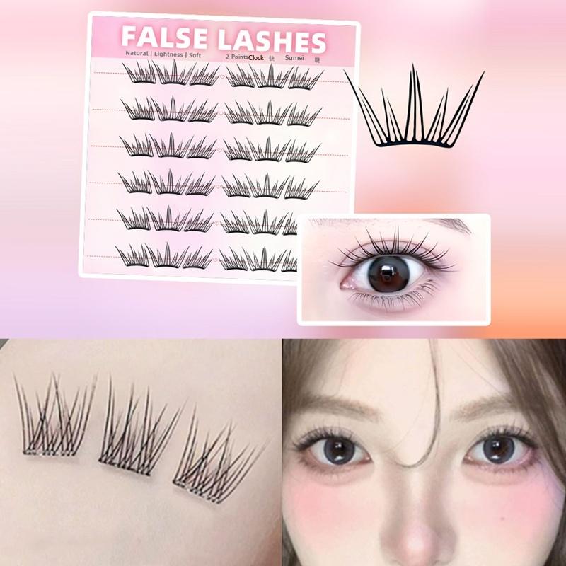 Eyelash Extension Glue - ขนตาปลอมแบบธรรมชาติ 6 แถว หนาแน่น ไม่ต้องใช้กาว ต่อขนตาแบบแบ่งส่วน